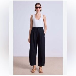 Apiece Apart Women's Cara Linen Crop Trouser Pants 4020BDT Black Size 2